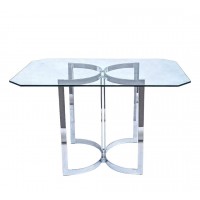 Postmodernistyczny stół z kryształowym blatem. Lata 90.
